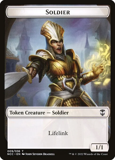 Soldier, carta Magic di tipo Token Creature — Soldier illustrata da John Severin Brassell