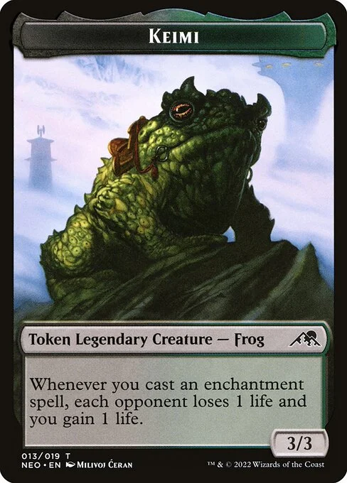 Keimi, carta Magic di tipo Token Legendary Creature — Frog illustrata da Milivoj Ćeran