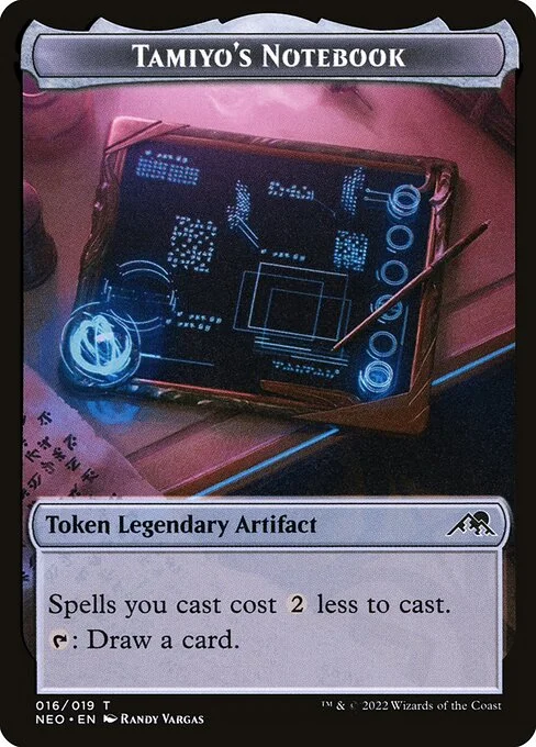 Tamiyo's Notebook, carta Magic di tipo Token Legendary Artifact illustrata da Randy Vargas
