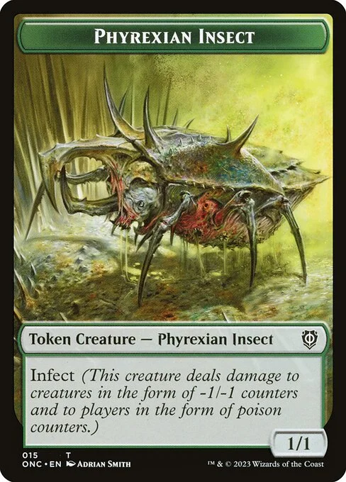 Phyrexian Insect, carta Magic di tipo Token Creature — Phyrexian Insect illustrata da Adrian Smith