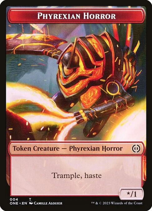 Phyrexian Horror, carta Magic di tipo Token Creature — Phyrexian Horror illustrata da Camille Alquier