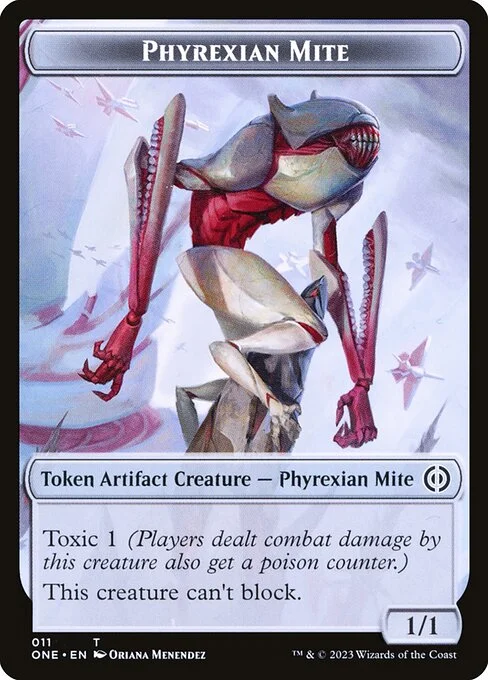 Phyrexian Mite, carta Magic di tipo Token Artifact Creature — Phyrexian Mite illustrata da Oriana Menendez