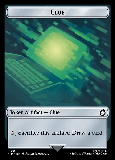 Clue, carta Magic di tipo Token Artifact — Clue illustrata da Ashley Mackenzie
