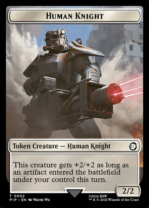 Human Knight, carta Magic di tipo Token Creature — Human Knight illustrata da Wayne Wu