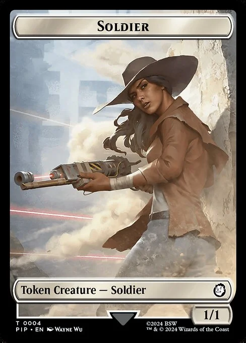 Soldier, carta Magic di tipo Token Creature — Soldier illustrata da Wayne Wu