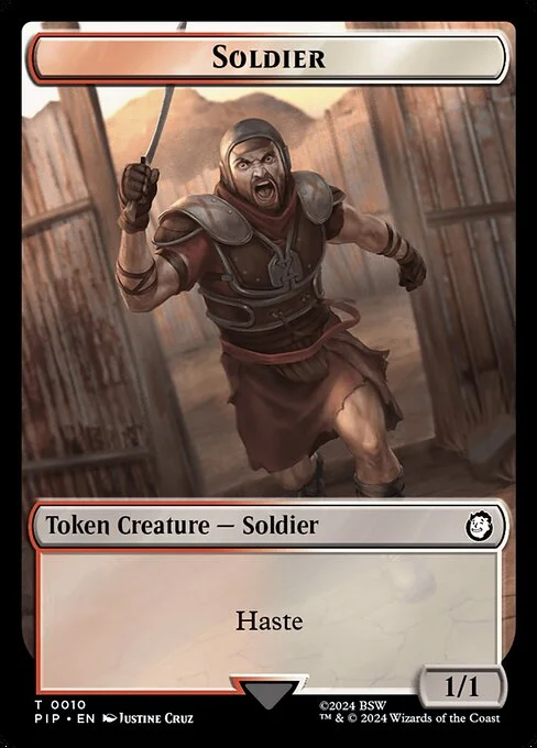 Soldier, carta Magic di tipo Token Creature — Soldier illustrata da Justine Cruz