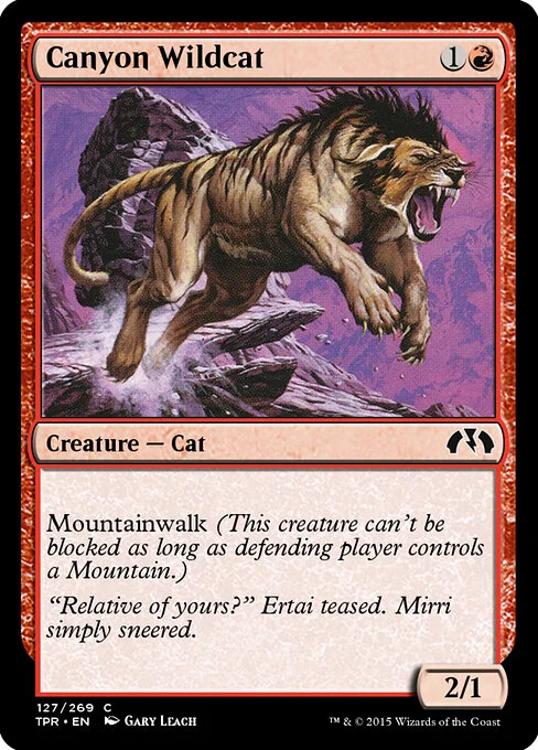 Canyon Wildcat, carta Magic di tipo Creature — Cat illustrata da Gary Leach
