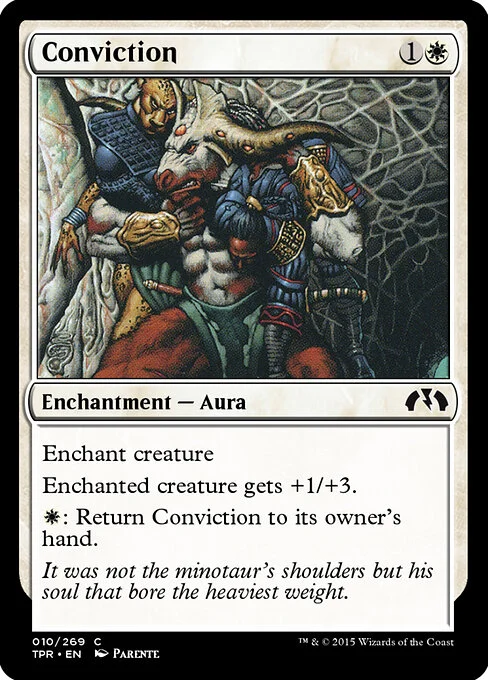 Conviction, carta Magic di tipo Enchantment — Aura illustrata da Paolo Parente