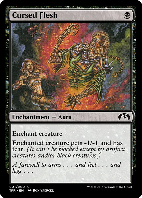 Cursed Flesh, carta Magic di tipo Enchantment — Aura illustrata da Ron Spencer