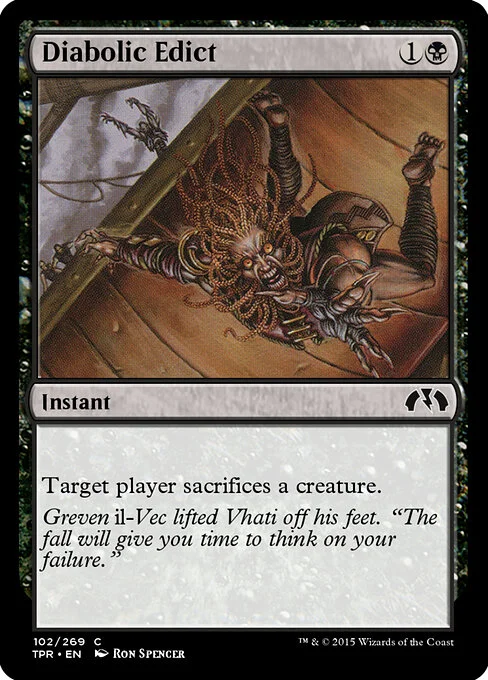 Diabolic Edict, carta Magic di tipo Instant illustrata da Ron Spencer