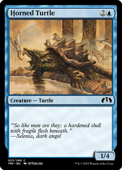 Horned Turtle, carta Magic di tipo Creature — Turtle illustrata da DiTerlizzi