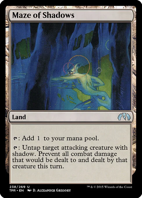 Maze of Shadows, carta Magic di tipo Land illustrata da D. Alexander Gregory