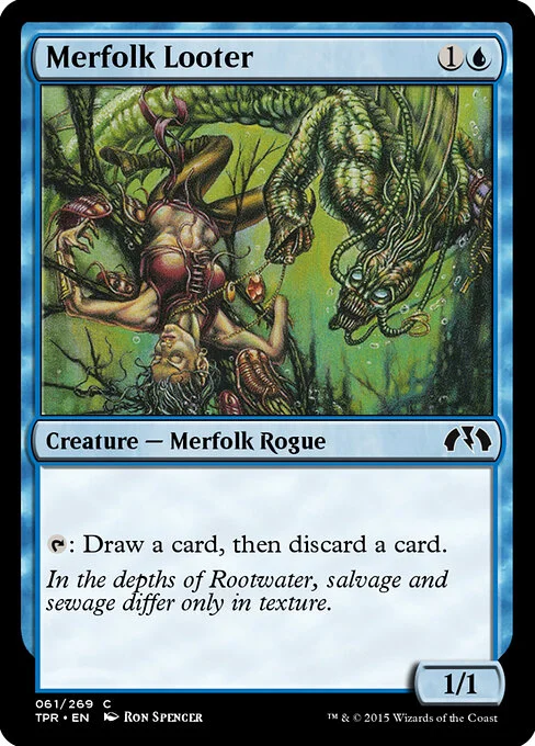 Merfolk Looter, carta Magic di tipo Creature — Merfolk Rogue illustrata da Ron Spencer