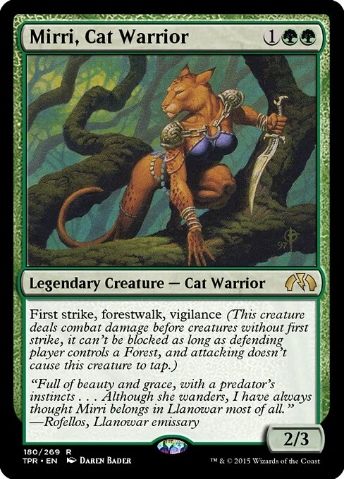 Mirri, Cat Warrior, carta Magic di tipo Legendary Creature — Cat Warrior illustrata da Daren Bader