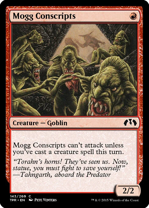 Mogg Conscripts, carta Magic di tipo Creature — Goblin illustrata da Pete Venters