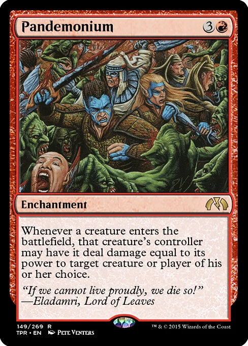 Pandemonium, carta Magic di tipo Enchantment illustrata da Pete Venters