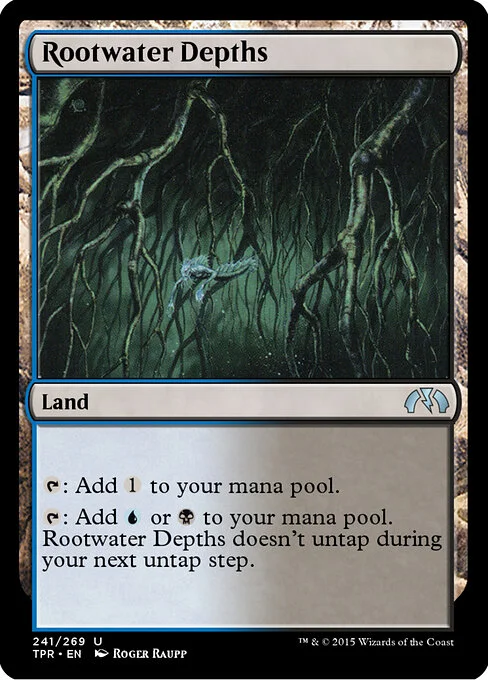 Rootwater Depths, carta Magic di tipo Land illustrata da Roger Raupp