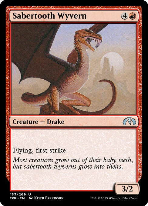 Sabertooth Wyvern, carta Magic di tipo Creature — Drake illustrata da Keith Parkinson