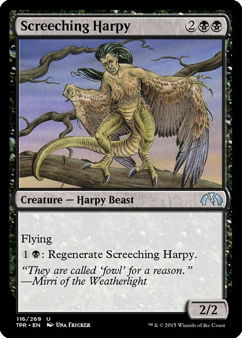 Screeching Harpy, carta Magic di tipo Creature — Harpy Beast illustrata da Una Fricker