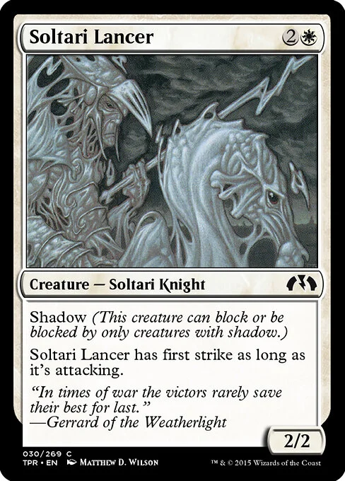 Soltari Lancer, carta Magic di tipo Creature — Soltari Knight illustrata da Matthew D. Wilson