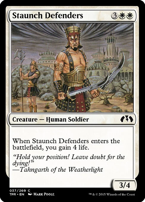 Staunch Defenders, carta Magic di tipo Creature — Human Soldier illustrata da Mark Poole
