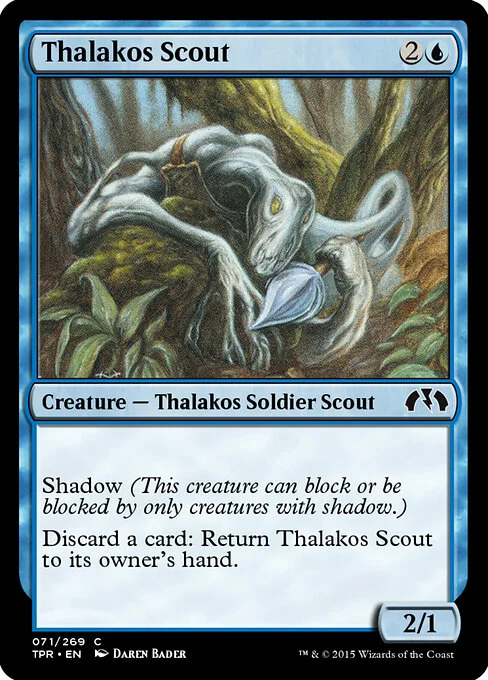 Thalakos Scout, carta Magic di tipo Creature — Thalakos Soldier Scout illustrata da John Matson