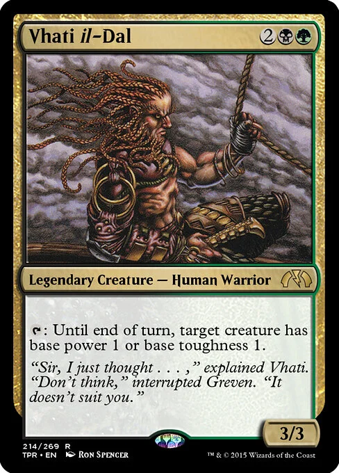 Vhati il-Dal, carta Magic di tipo Legendary Creature — Human Warrior illustrata da Ron Spencer