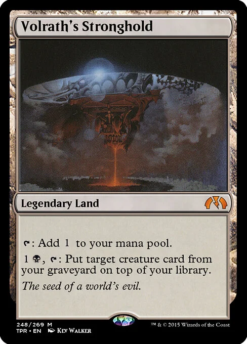 Volrath's Stronghold, carta Magic di tipo Legendary Land illustrata da Kev Walker