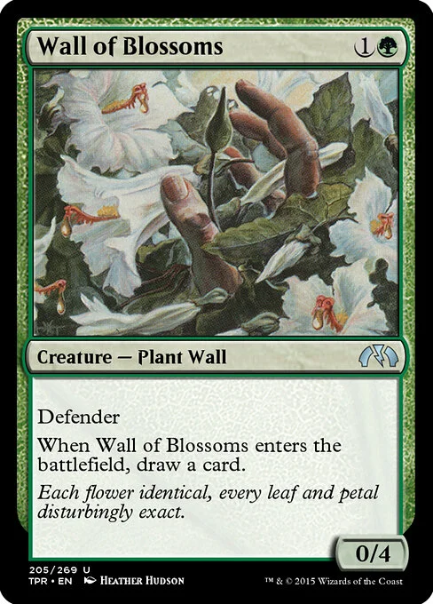 Wall of Blossoms, carta Magic di tipo Creature — Plant Wall illustrata da Heather Hudson