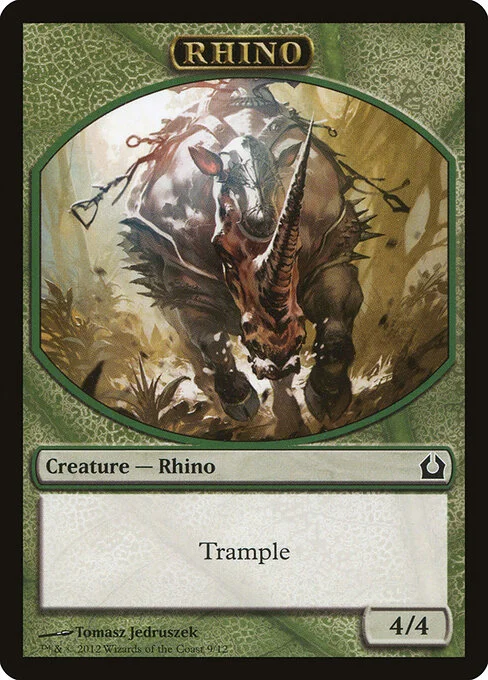 Rhino, carta Magic di tipo Token Creature — Rhino illustrata da Tomasz Jedruszek