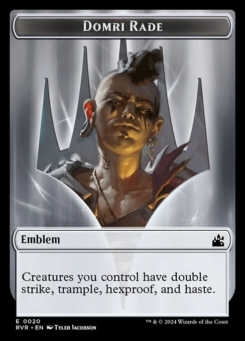 Domri Rade Emblem, carta Magic di tipo Emblem — Domri illustrata da Tyler Jacobson