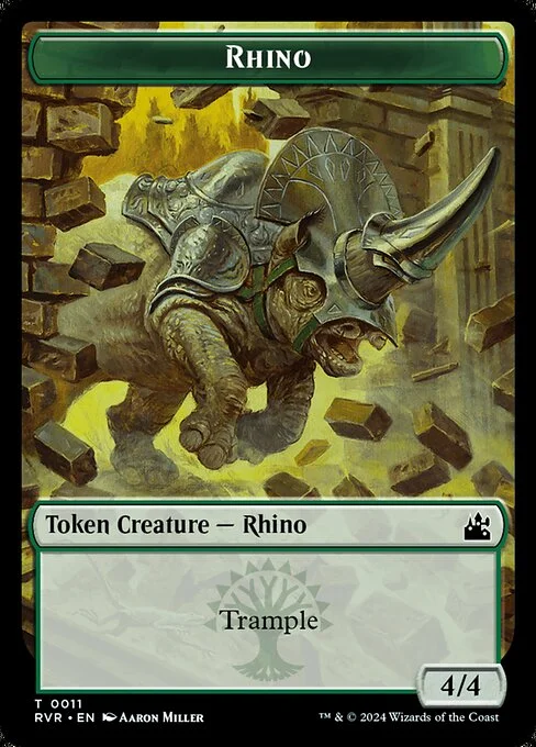 Rhino, carta Magic di tipo Token Creature — Rhino illustrata da Aaron Miller