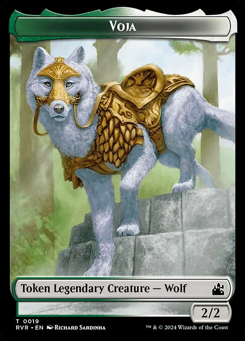 Voja, carta Magic di tipo Token Legendary Creature — Wolf illustrata da Richard Sardinha