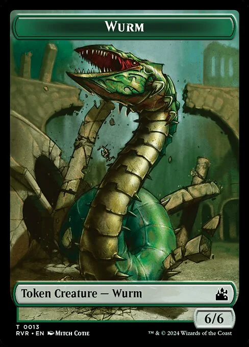 Wurm, carta Magic di tipo Token Creature — Wurm illustrata da Mitch Cotie