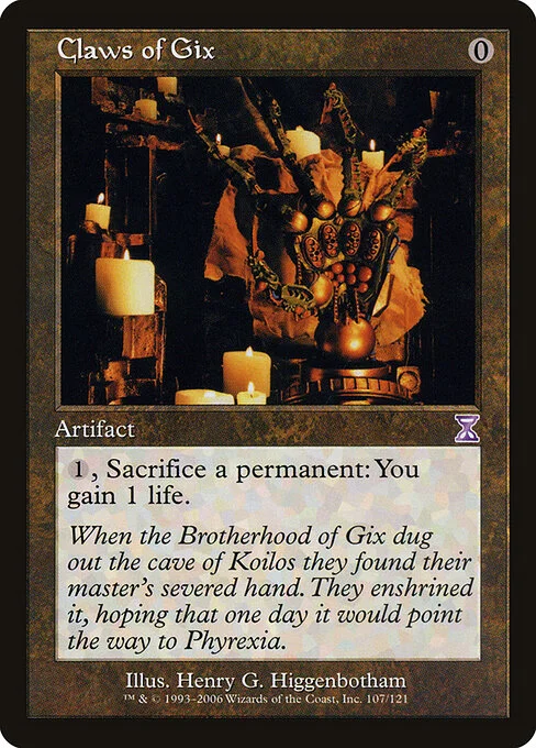 Claws of Gix, carta Magic di tipo Artifact illustrata da Henry G. Higginbotham
