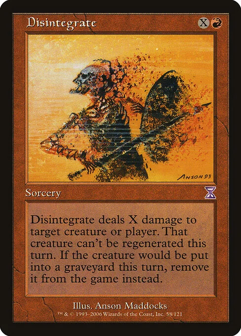 Disintegrate, carta Magic di tipo Sorcery illustrata da Anson Maddocks