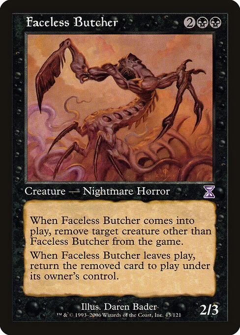 Faceless Butcher, carta Magic di tipo Creature — Nightmare Horror illustrata da Daren Bader