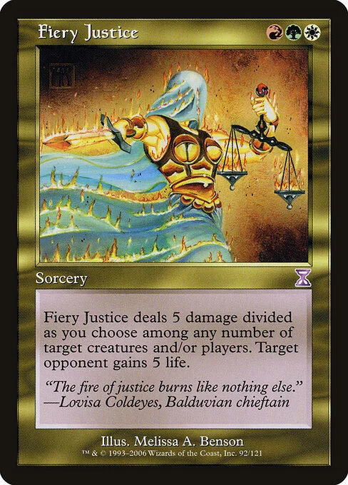 Fiery Justice, carta Magic di tipo Sorcery illustrata da Melissa A. Benson