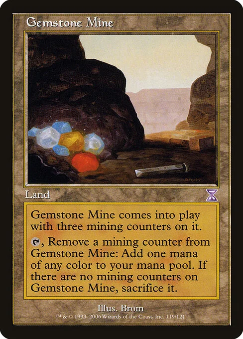 Gemstone Mine, carta Magic di tipo Land illustrata da Brom