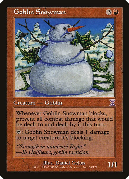 Goblin Snowman, carta Magic di tipo Creature — Goblin illustrata da Daniel Gelon