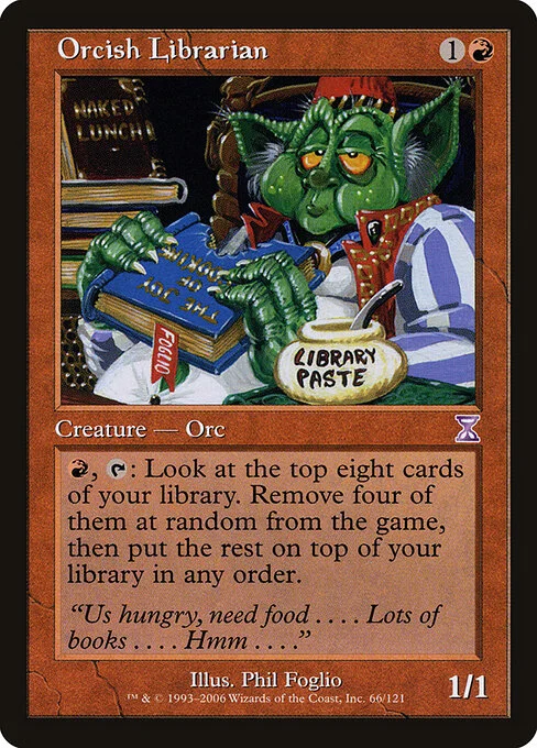 Orcish Librarian, carta Magic di tipo Creature — Orc illustrata da Phil Foglio