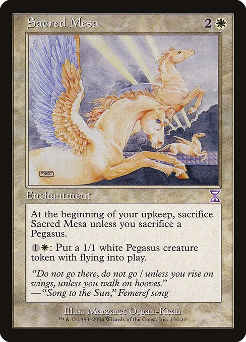 Sacred Mesa, carta Magic di tipo Enchantment illustrata da Margaret Organ-Kean