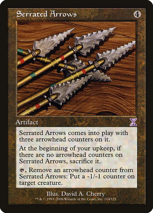 Serrated Arrows, carta Magic di tipo Artifact illustrata da David A. Cherry