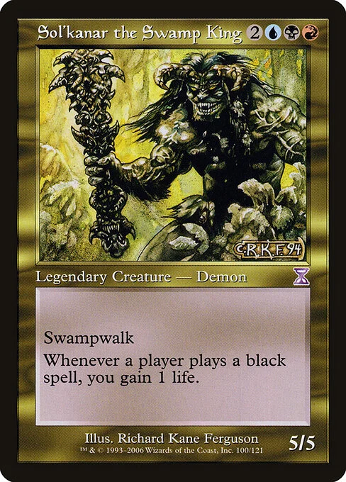 Sol'kanar the Swamp King, carta Magic di tipo Legendary Creature — Demon illustrata da Richard Kane Ferguson