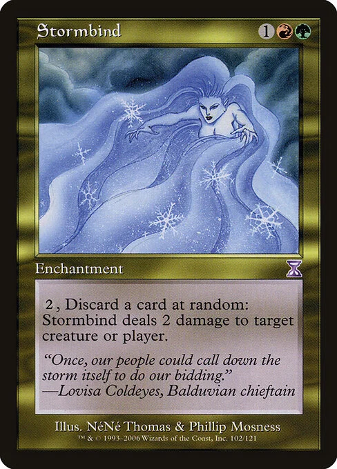 Stormbind, carta Magic di tipo Enchantment illustrata da NéNé Thomas & Phillip Mosness