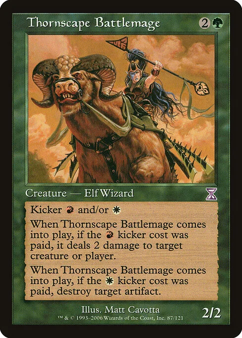 Thornscape Battlemage, carta Magic di tipo Creature — Elf Wizard illustrata da Matt Cavotta
