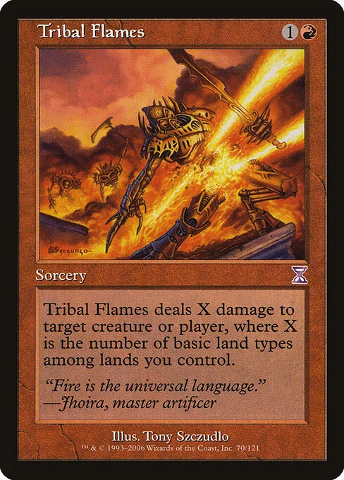 Tribal Flames, carta Magic di tipo Sorcery illustrata da Tony Szczudlo
