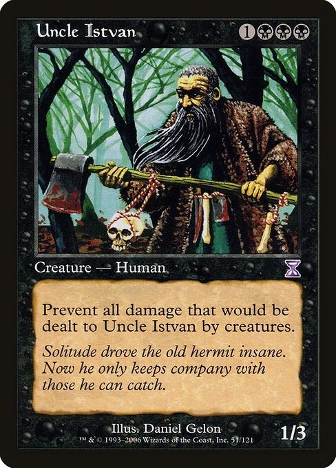 Uncle Istvan, carta Magic di tipo Creature — Human illustrata da Daniel Gelon