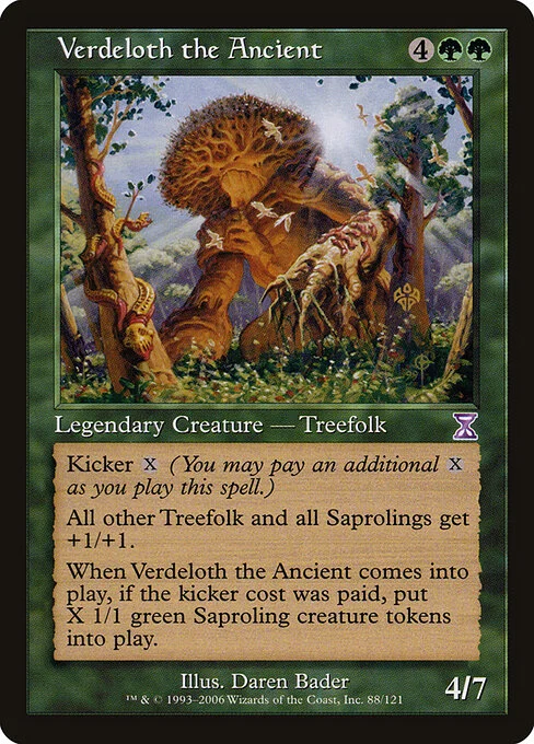 Verdeloth the Ancient, carta Magic di tipo Legendary Creature — Treefolk illustrata da Daren Bader