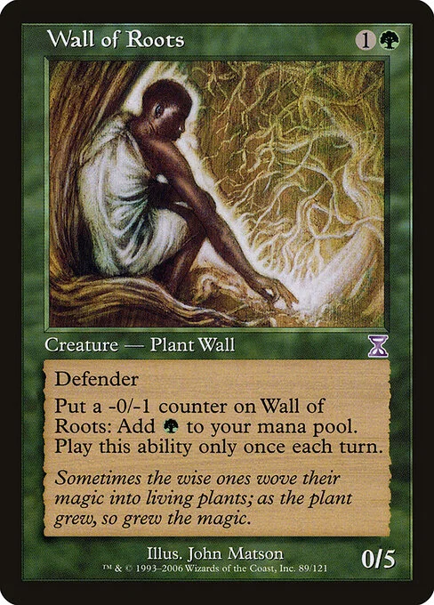 Wall of Roots, carta Magic di tipo Creature — Plant Wall illustrata da John Matson